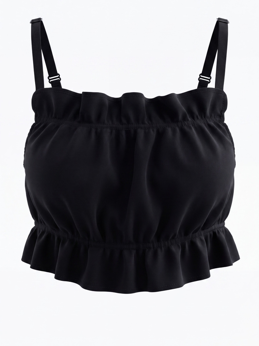 H&M Black Ruffle-Trim Adjustable Strap Cami